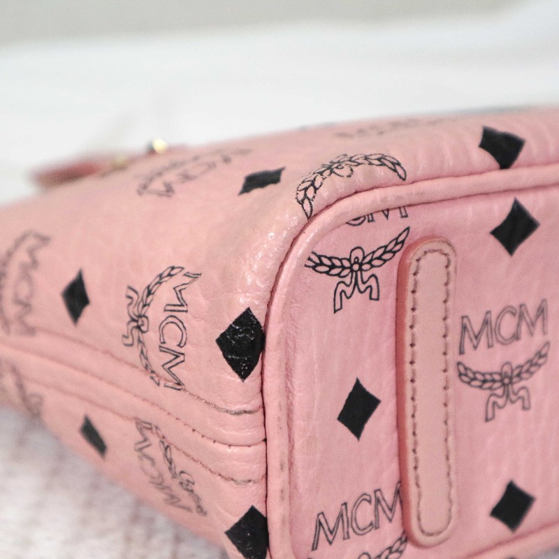 MCM Rabbit Visetos 粉色托特包 可拆卸肩帶-16