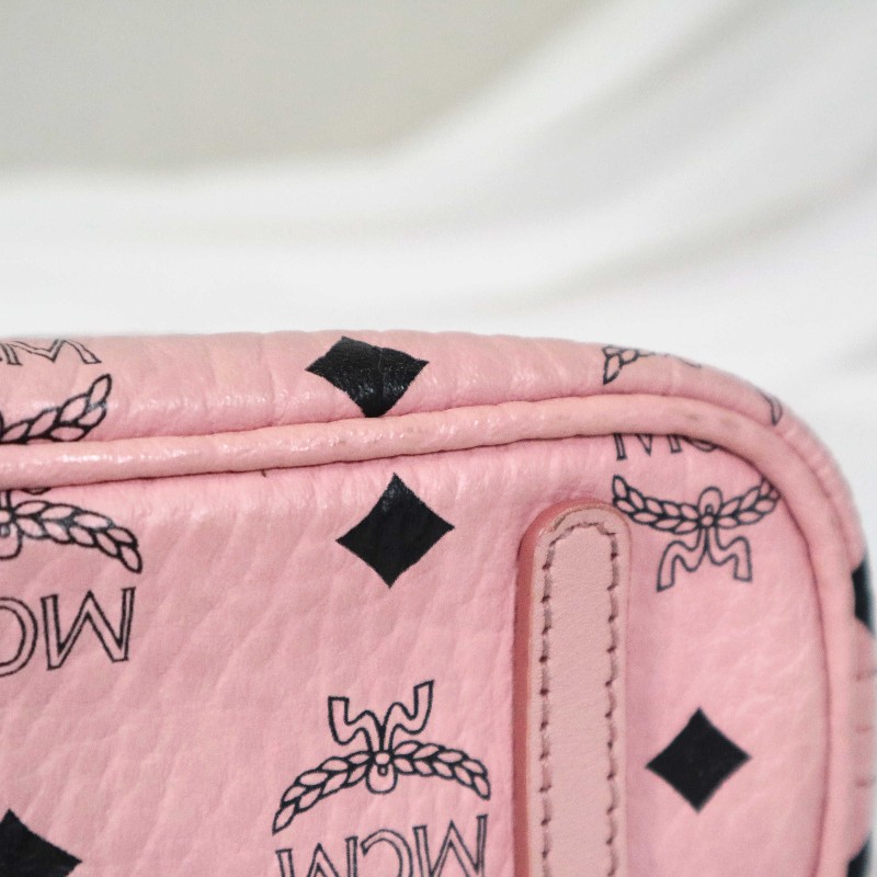 MCM Rabbit Visetos 粉色托特包 可拆卸肩帶-17