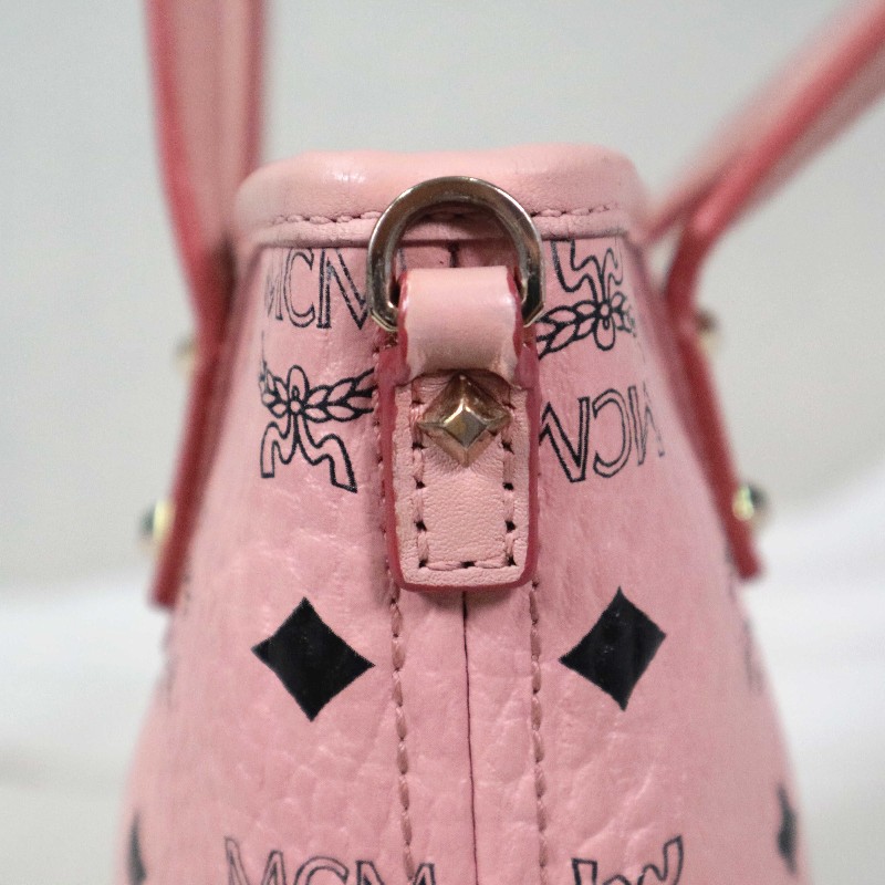 MCM Rabbit Visetos 粉色托特包 可拆卸肩帶-18