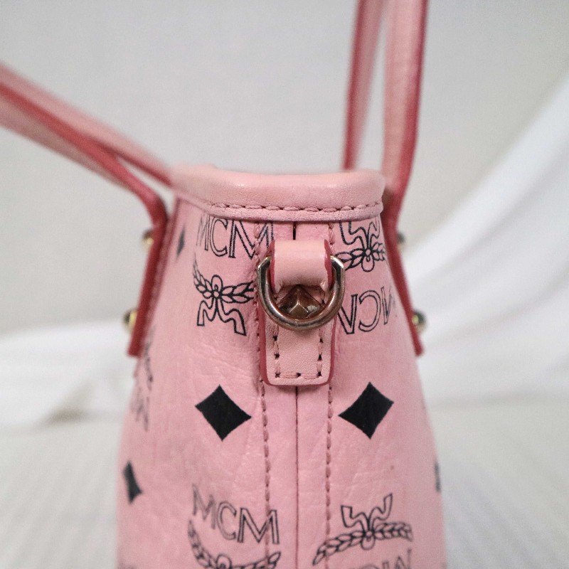 MCM Rabbit Visetos 粉色托特包 可拆卸肩帶-23