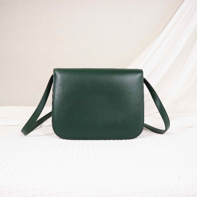 CELINE 中號 復古墨綠金扣 BOX 斜背包-2