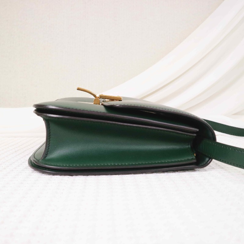CELINE 中號 復古墨綠金扣 BOX 斜背包-5