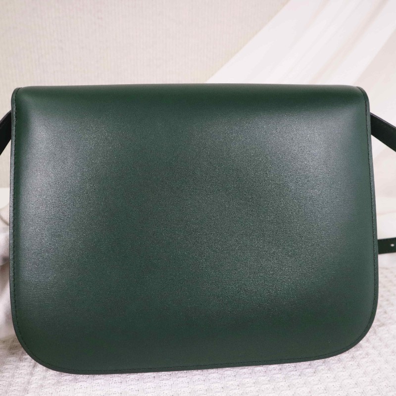 CELINE 中號 復古墨綠金扣 BOX 斜背包-8