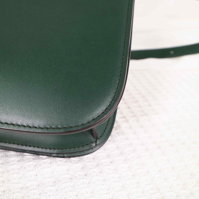 CELINE 中號 復古墨綠金扣 BOX 斜背包-10