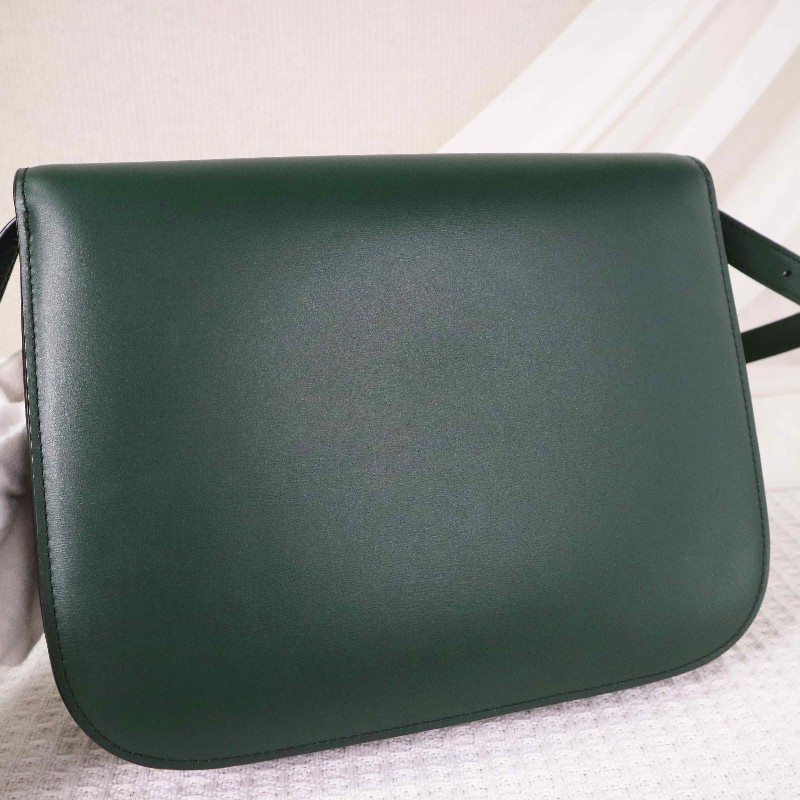 CELINE 中號 復古墨綠金扣 BOX 斜背包-15
