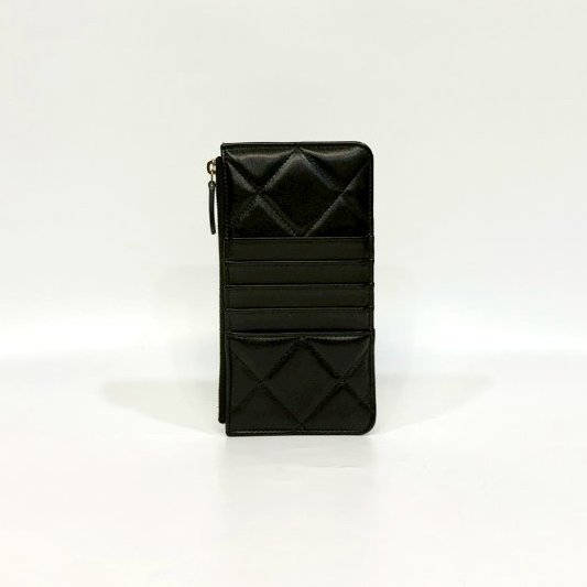 CHANEL皮夾黑羊皮19系列一字拉鍊卡夾包AP1182-1