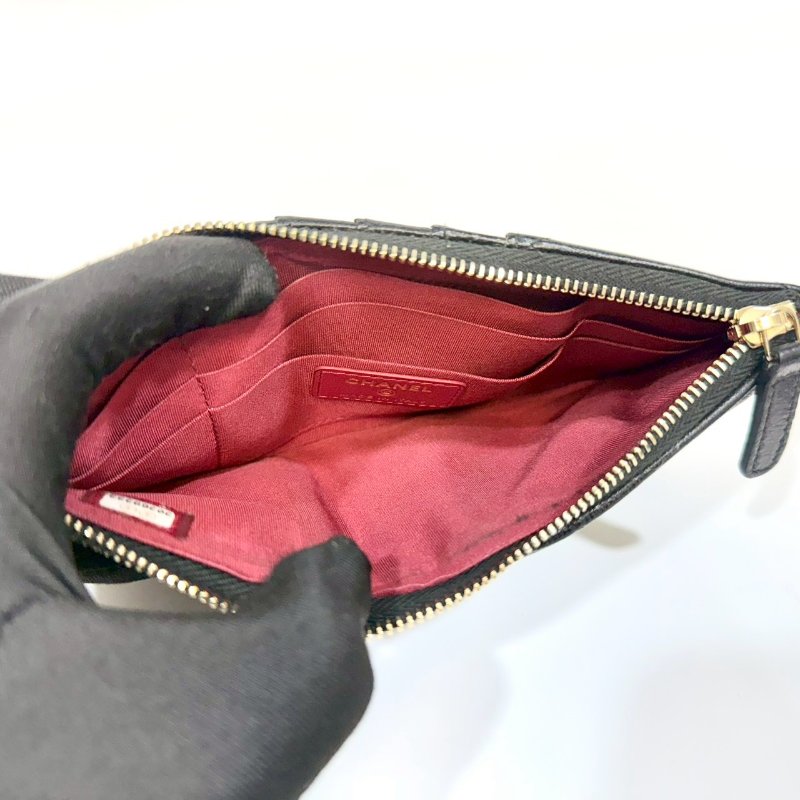 CHANEL皮夾黑羊皮19系列一字拉鍊卡夾包AP1182-5