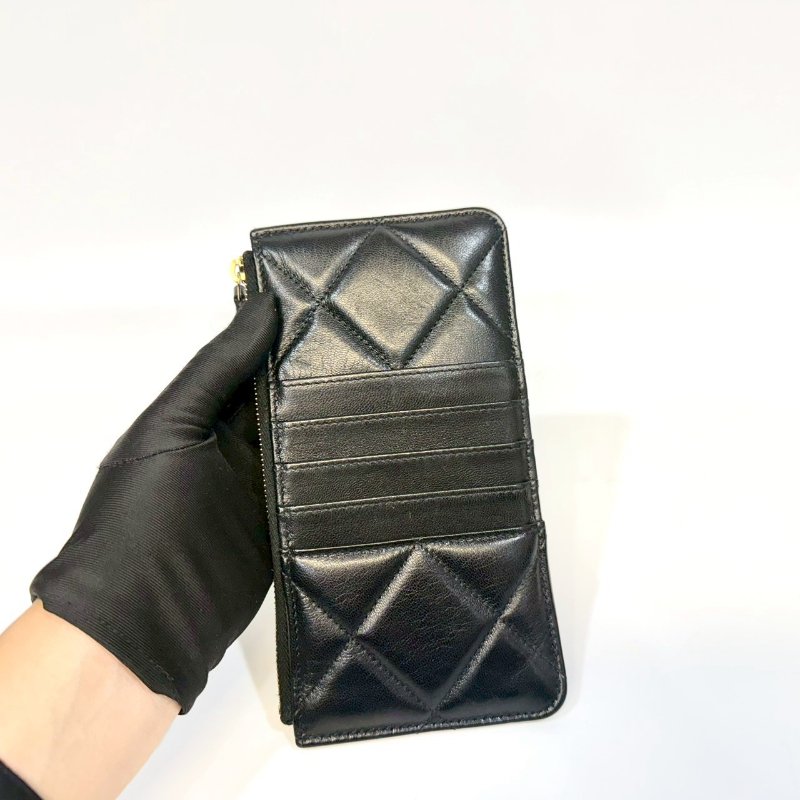 CHANEL皮夾黑羊皮19系列一字拉鍊卡夾包AP1182-9