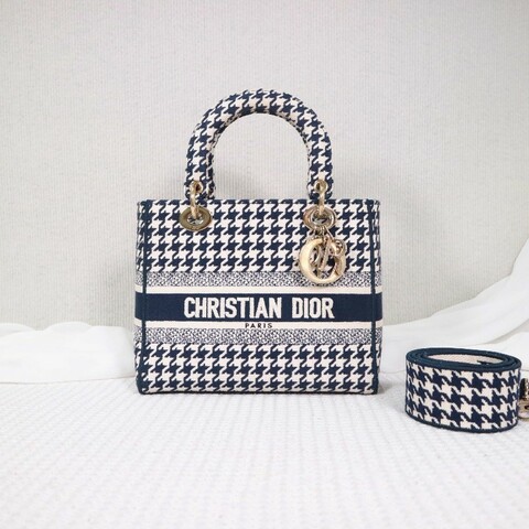 DIOR D-Lite 千鳥格 戴妃4格 手提包肩背包