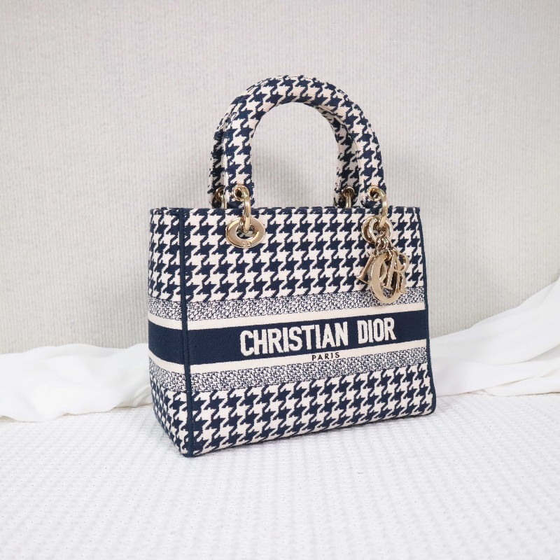 DIOR D-Lite 千鳥格 戴妃4格 手提包肩背包-1