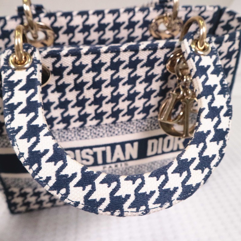 DIOR D-Lite 千鳥格 戴妃4格 手提包肩背包-10