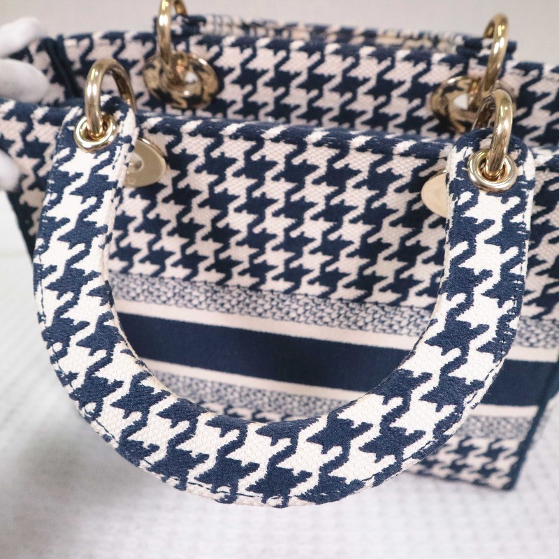 DIOR D-Lite 千鳥格 戴妃4格 手提包肩背包-12