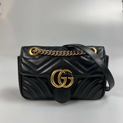 GUCCI 446744 黑Marmont掀蓋包 22CM