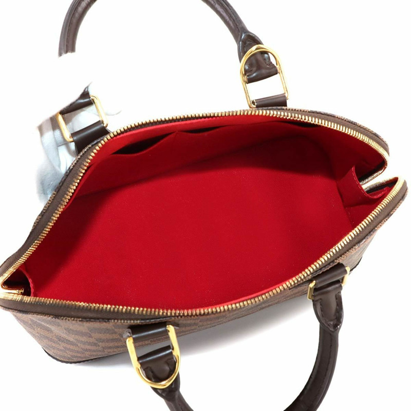 路易威登 Damier Alma PM 手提包,Ebene 皮革,N51131,棕色,金色五金配件-5