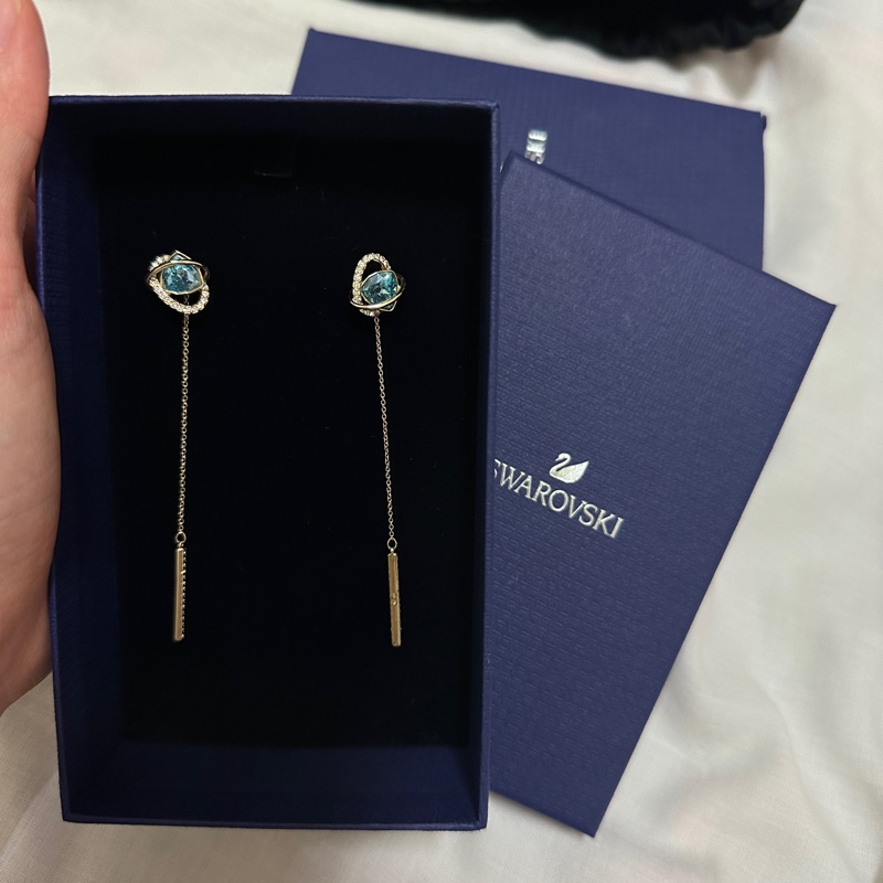 施華洛世奇SWAROVSKI 藍寶石垂釣耳環-0