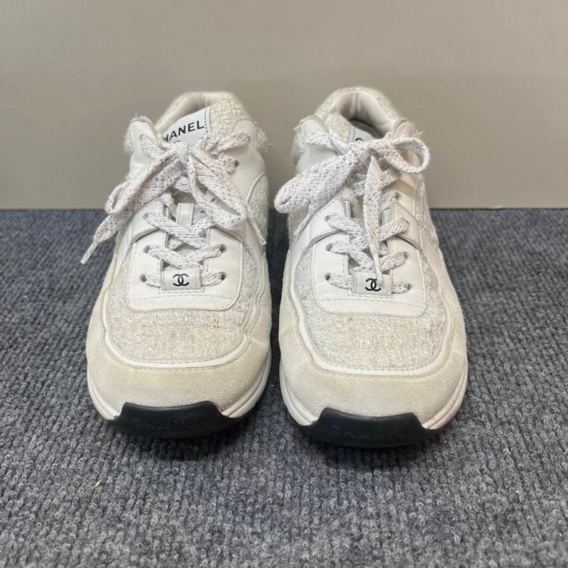 98新 Chanel香奈兒粗花呢拼皮運動鞋37.5碼-5