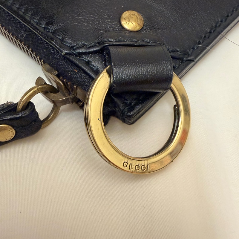 🍒GUCCI 黑色皮革拉鍊零錢包 2F251118-1-14