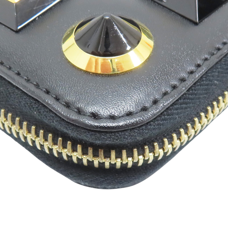 黑色 牛皮 鉚釘裝飾 拉鍊長夾【FENDI 芬迪】 8M0299-10