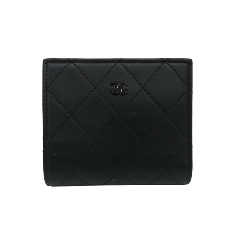 黑色 小牛皮 菱格紋 SO BLACK 三折短夾【CHANEL 香奈兒】 AP3817-0