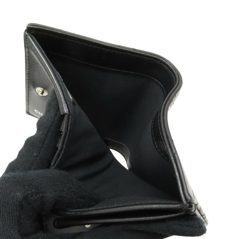 黑色 小牛皮 菱格紋 SO BLACK 三折短夾【CHANEL 香奈兒】 AP3817-4