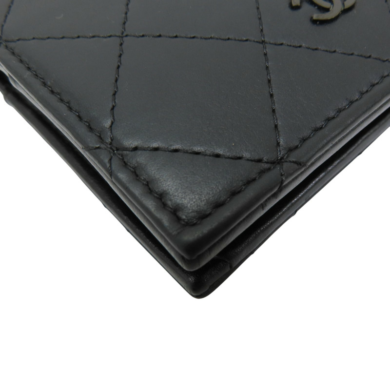 黑色 小牛皮 菱格紋 SO BLACK 三折短夾【CHANEL 香奈兒】 AP3817-8