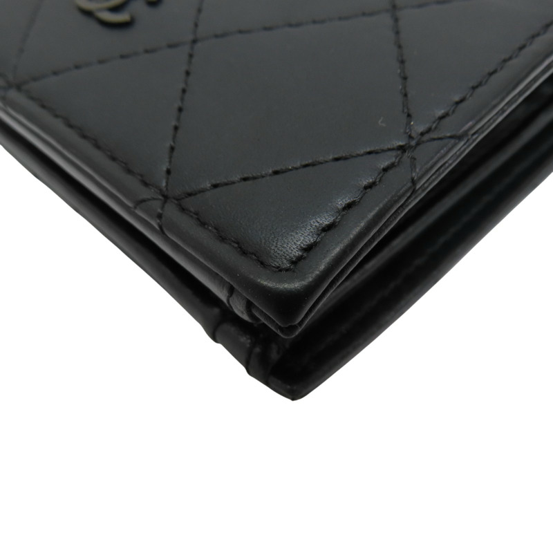 黑色 小牛皮 菱格紋 SO BLACK 三折短夾【CHANEL 香奈兒】 AP3817-9