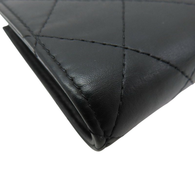 黑色 小牛皮 菱格紋 SO BLACK 三折短夾【CHANEL 香奈兒】 AP3817-10