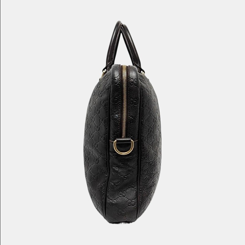 Gucci 棕色牛皮壓紋手提包 電腦公事包-1