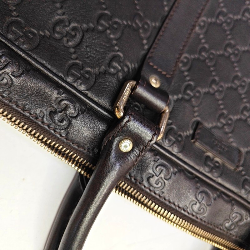 Gucci 棕色牛皮壓紋手提包 電腦公事包-7