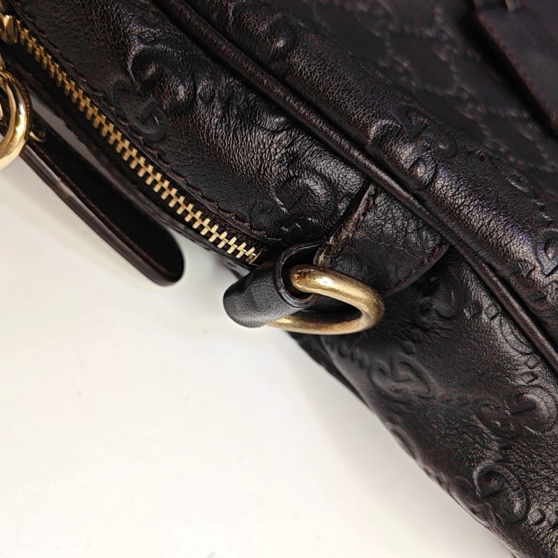 Gucci 棕色牛皮壓紋手提包 電腦公事包-10