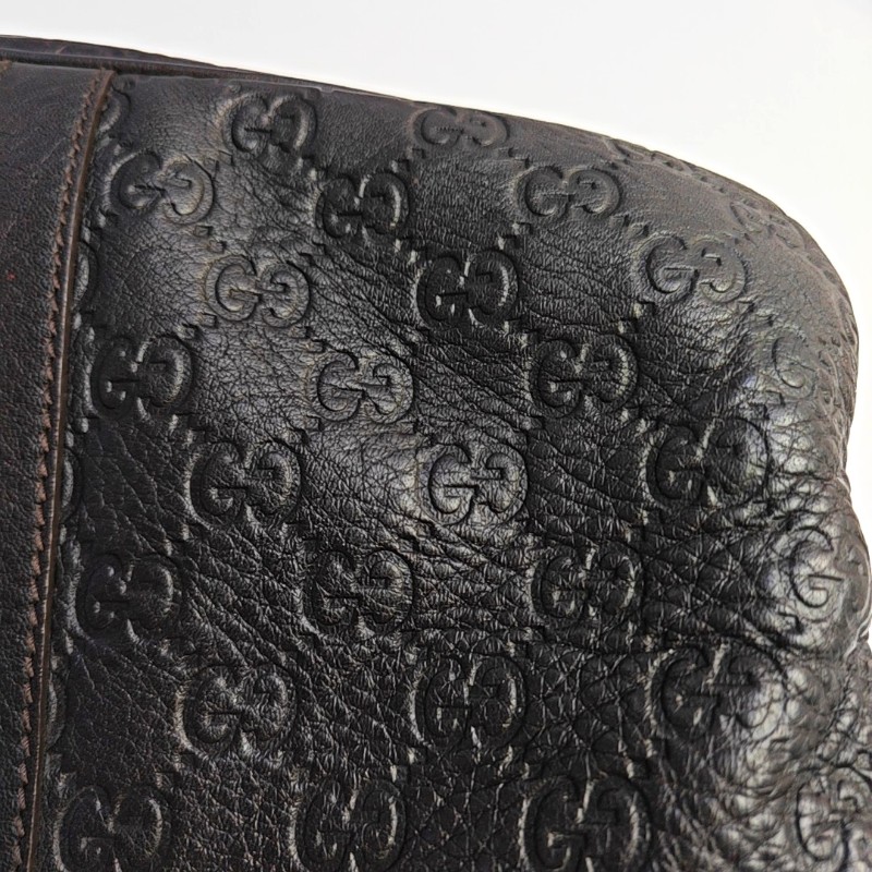 Gucci 棕色牛皮壓紋手提包 電腦公事包-11