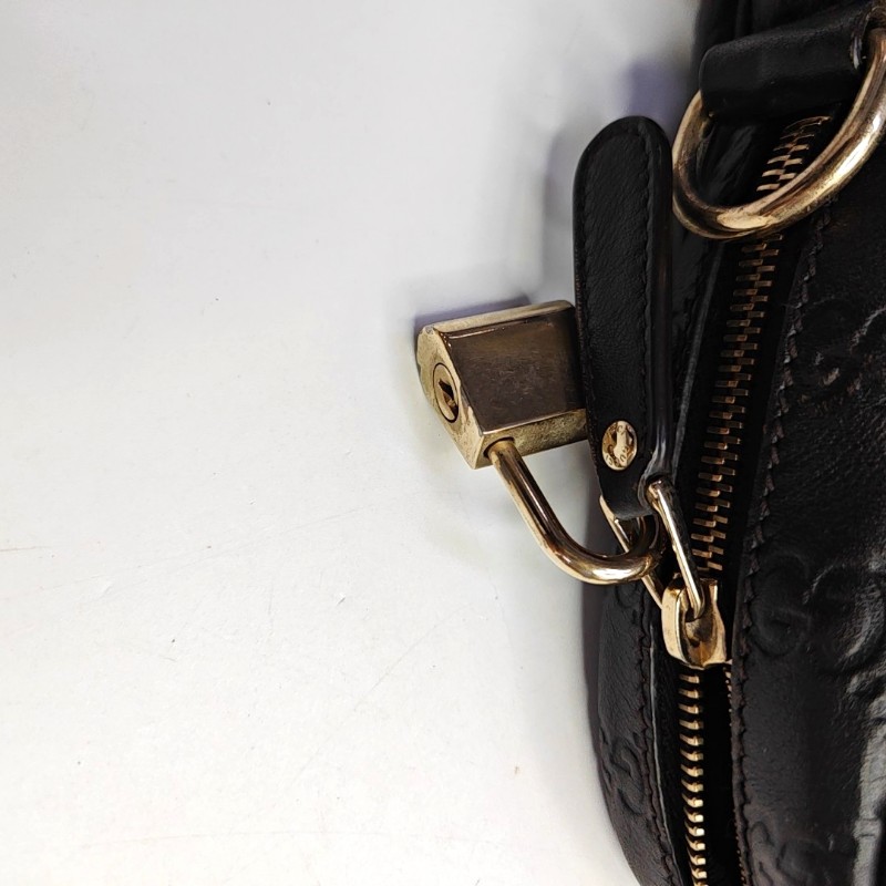 Gucci 棕色牛皮壓紋手提包 電腦公事包-16