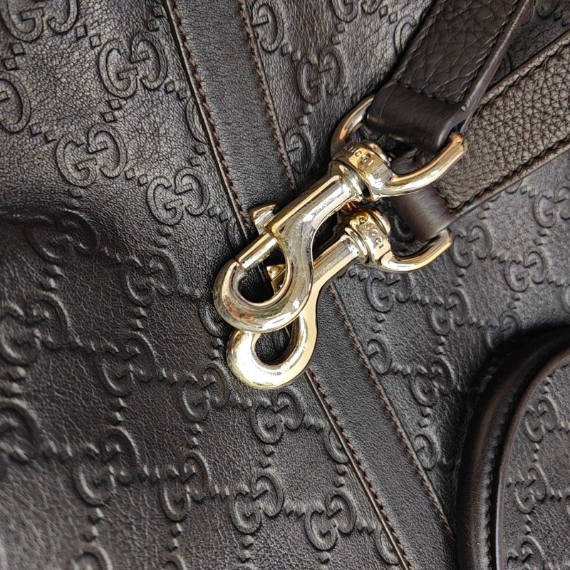 Gucci 棕色牛皮壓紋手提包 電腦公事包-17