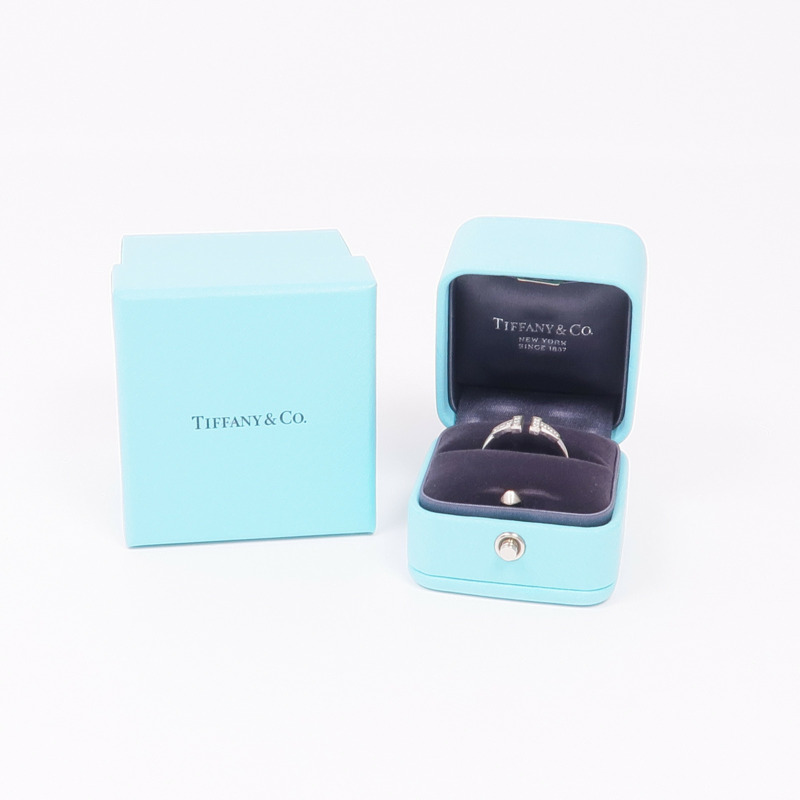 TIFFANY＆CO 18K白金T Wire Diamond Ring鑽石戒指US#6.5-6