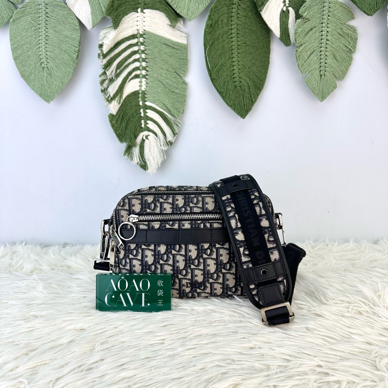 DIOR Oblique緹花拼皮相機包 22cm 斜肩包-0