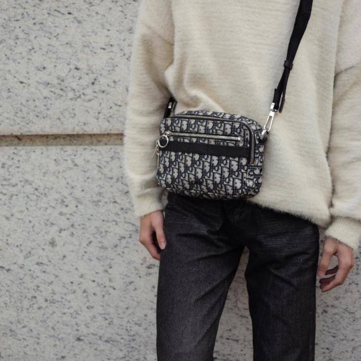 DIOR Oblique緹花拼皮相機包 22cm 斜肩包-1