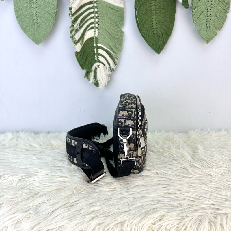 DIOR Oblique緹花拼皮相機包 22cm 斜肩包-3