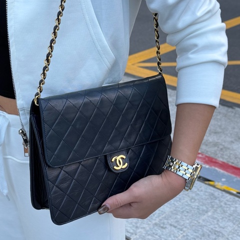 Vintage Chanel 中古老香經典菱格大方胖(7碼0開)