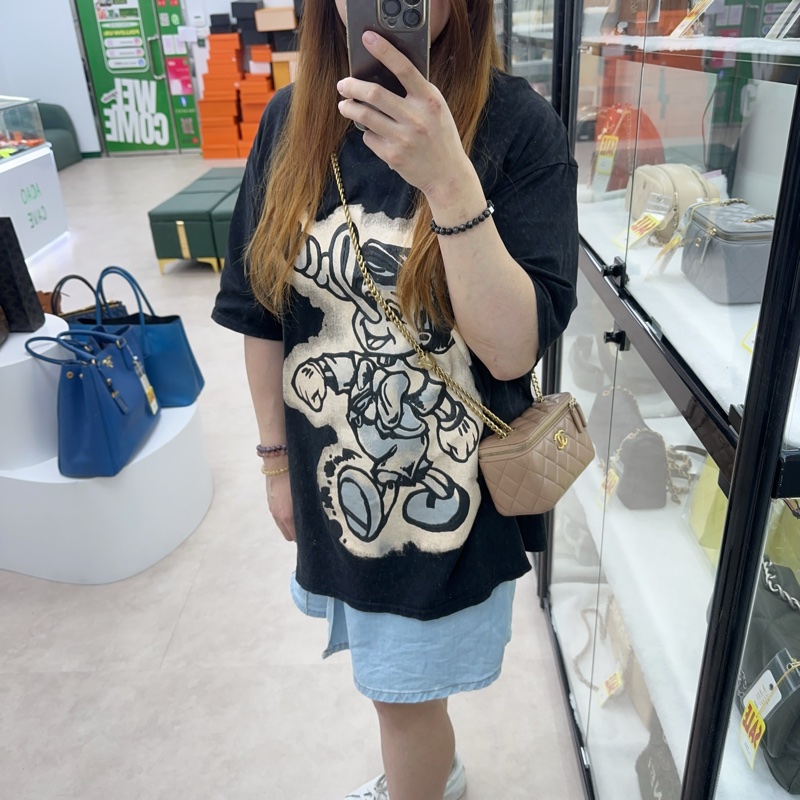 CHANEL 22k 奶茶色羊皮金柱長盒子 晶片款 全套有單-1