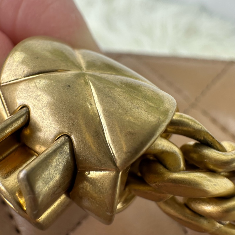 CHANEL 22k 奶茶色羊皮金柱長盒子 晶片款 全套有單-18