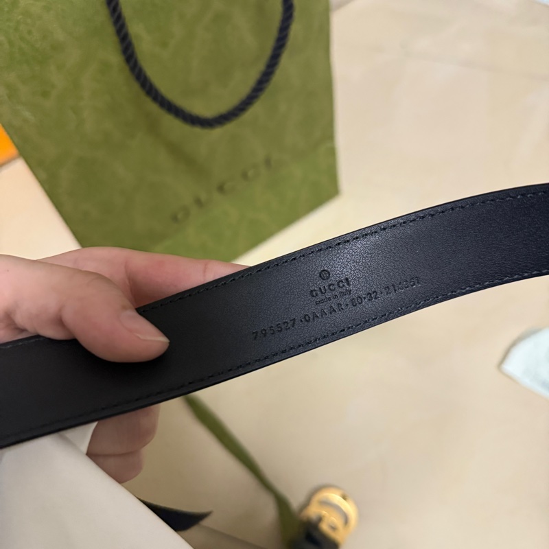 Gucci雕刻版雙G皮帶 細款-3