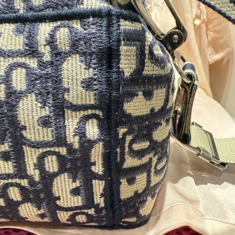 DIOR M1293VRW_M928 藍色緹花布帆布雙扣後背包-9