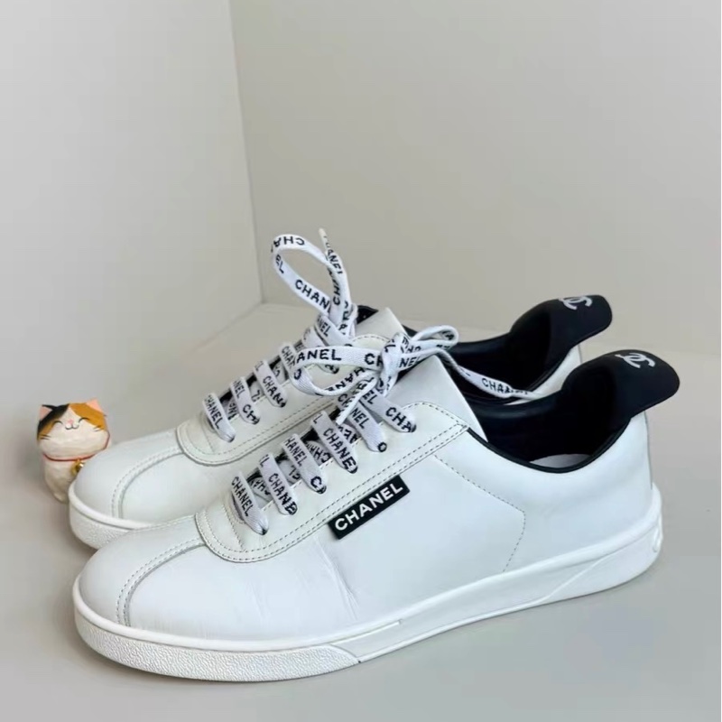 Chanel香奈兒 鞋帶logo小白鞋 37碼-0