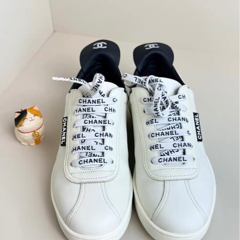 Chanel香奈兒 鞋帶logo小白鞋 37碼-1