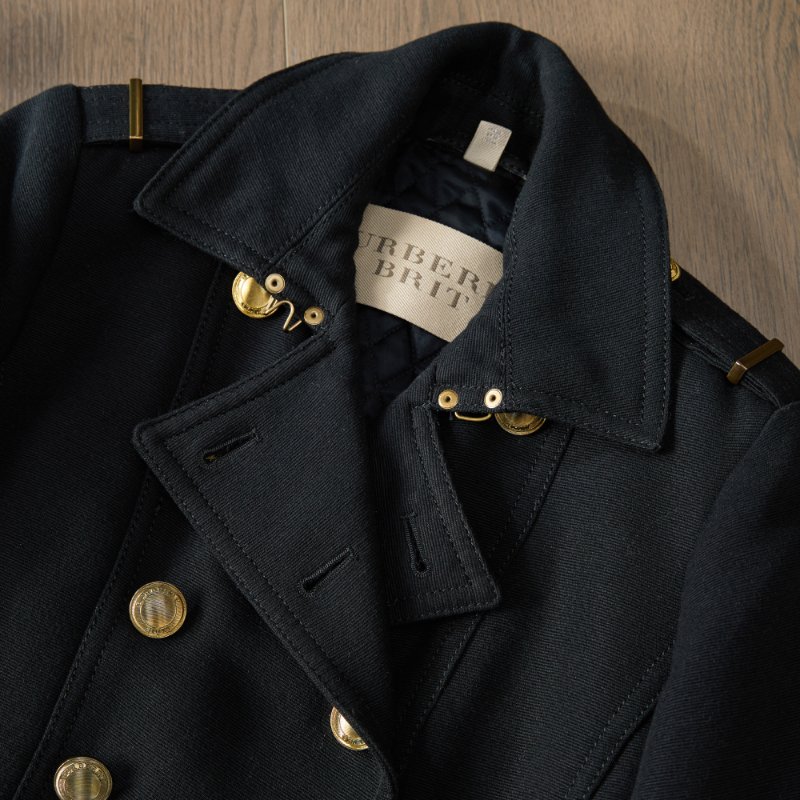 🈹*減價 超值* BURBERRY 超值款 拼接設計羊毛外套 經典黑金配色 超精致紐扣-2