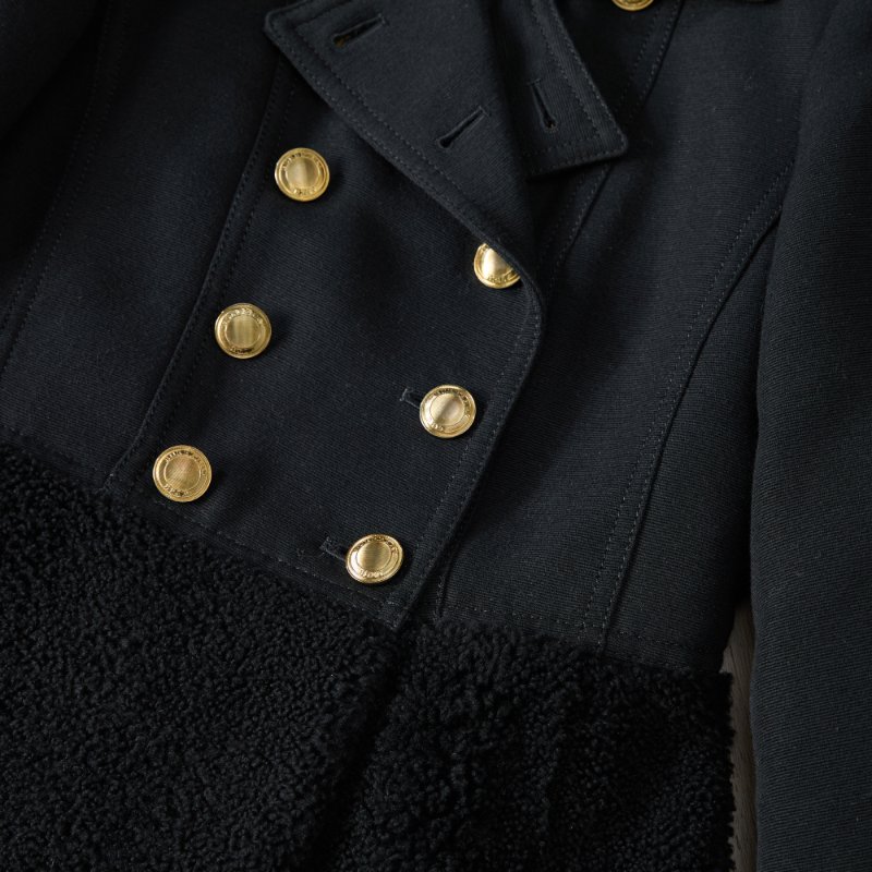 🈹*減價 超值* BURBERRY 超值款 拼接設計羊毛外套 經典黑金配色 超精致紐扣-3