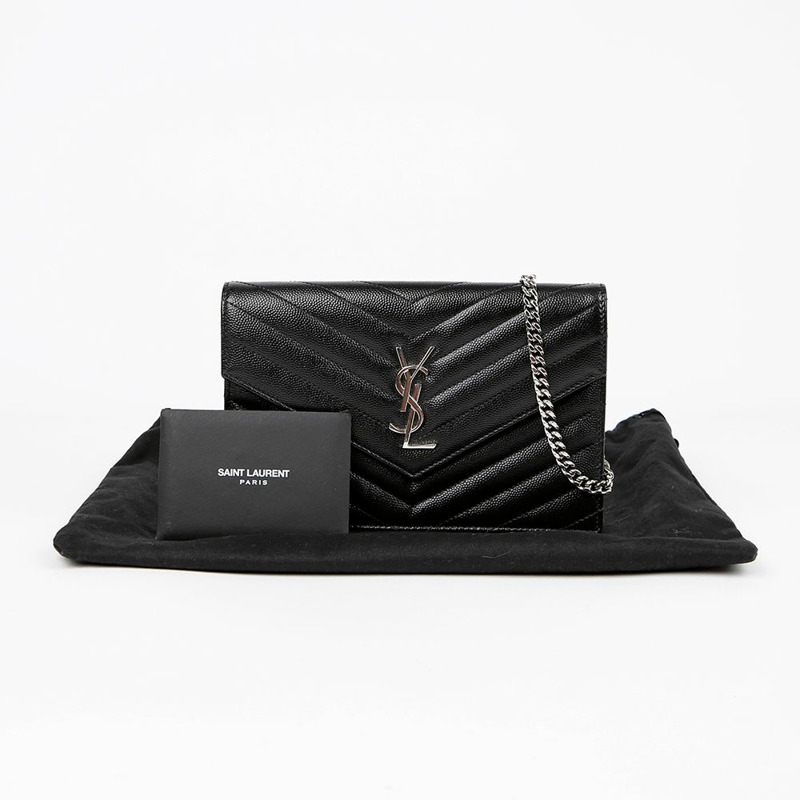 SAINT LAURENT 信封鏈條皮夾斜背包 393953-0