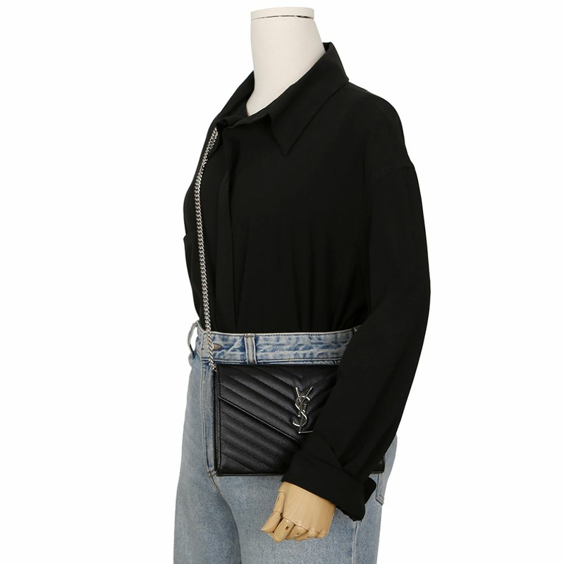 【包稅】SAINT LAURENT 信封鏈條皮夾斜背包 393953-9