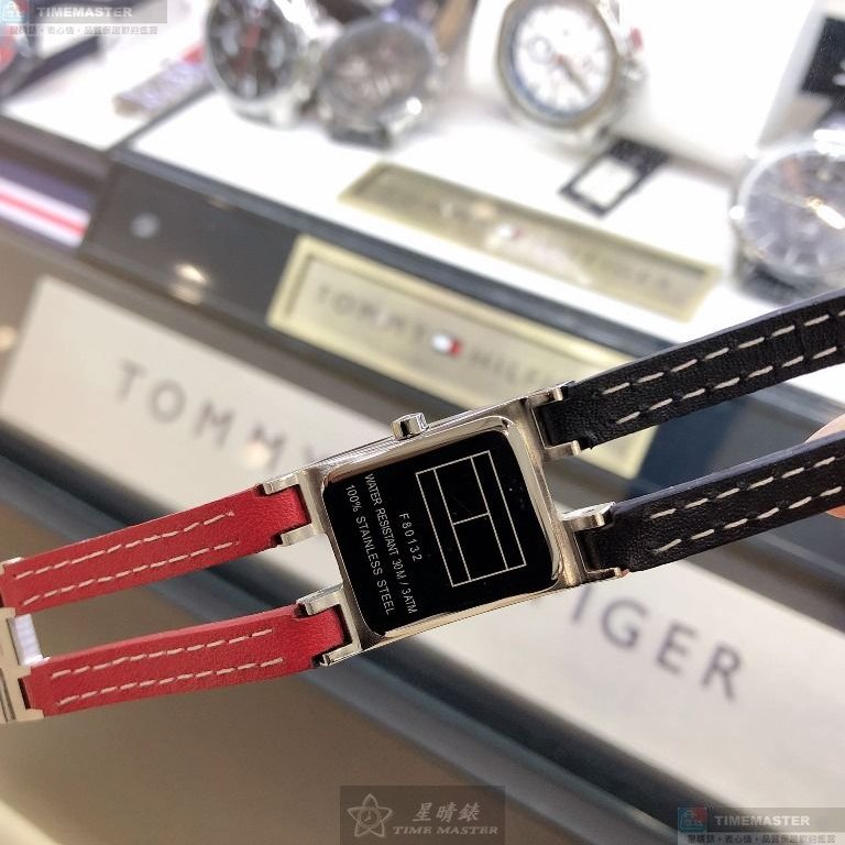 TommyHilfiger手錶,編號TH00073,20mm, 34mm銀錶殼,寶藍, 紅錶帶款-5