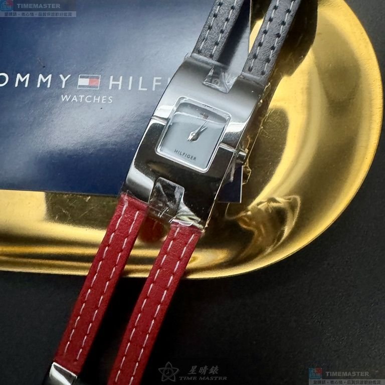 TommyHilfiger手錶,編號TH00073,20mm, 34mm銀錶殼,寶藍, 紅錶帶款-7